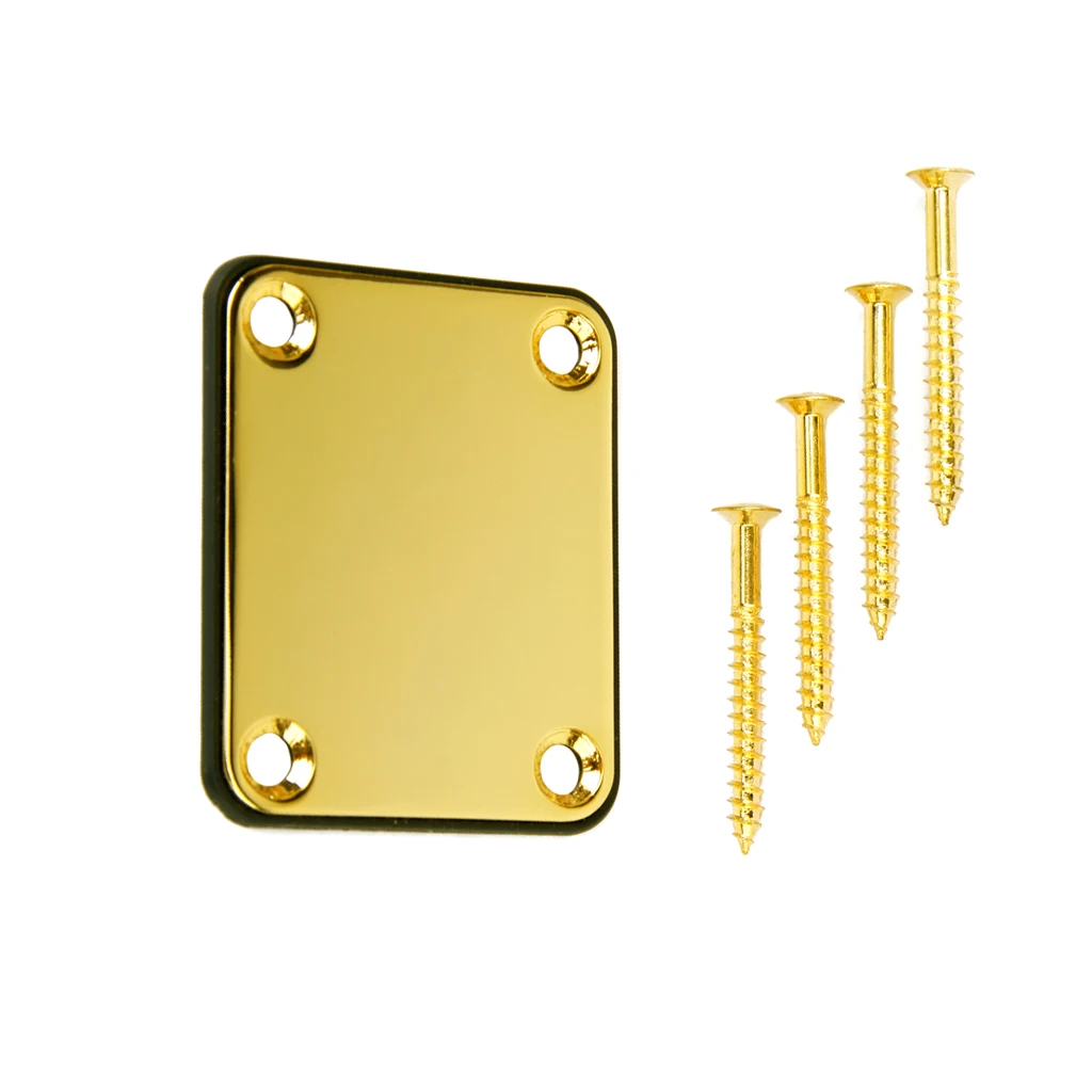 Quality Electric Guitar Neck Plate Steel With Gold Plating W/ Screws Accessories Guitar Parts & Accessories Guitar Parts 