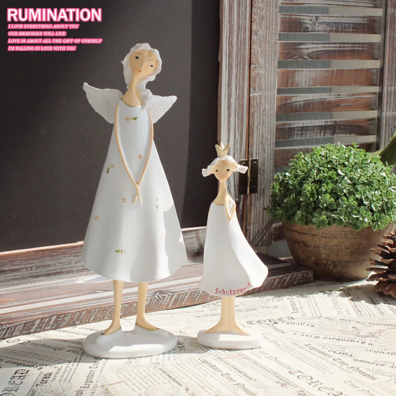 Mother And Daughter Resin Fairy Figurines 2pcs Set Handmade Mother And Daughter Resin Fairy Figurines 2pcs Set Handmade Beautiful Angel Wedding Home Decoration Gifts Crafts In Miniatures From