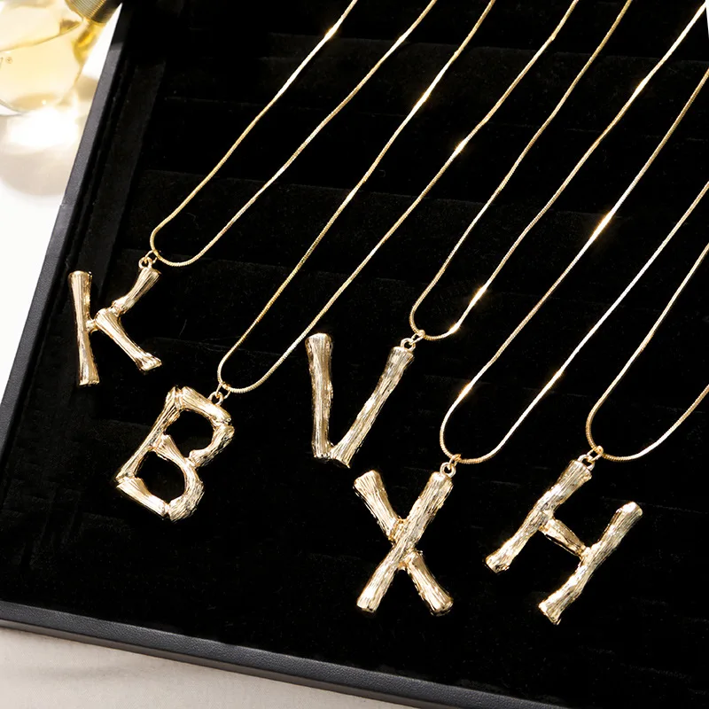 

Initial Letters Collar Necklace Women Chain 2019 Fashion Long Necklaces Big Pendant Boho Statement Necklace Collier Femme
