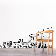Дикие животные лиса Наклейка на стену виниловая наклейка на стену, Лесной Декор мультфильм лиса наклейки на стены стикеры для детской комнаты детская спальня