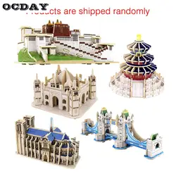 OCDAY детские игрушки головоломки 3D Деревянный Дом головоломка здания Развивающие деревянные игрушки для детей собраны модели комплект шале
