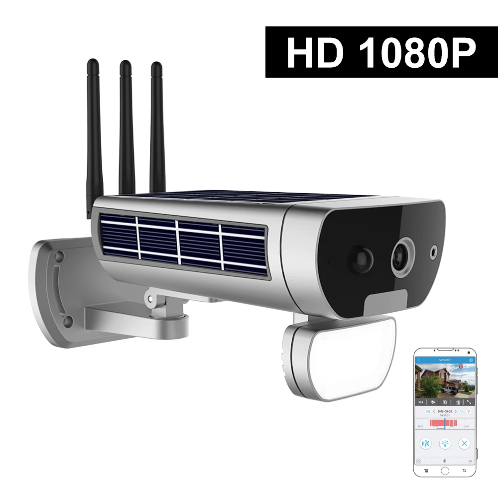 

Wireless HD 1080P WiFi Solar&Battery Power Bullet IP Camera PIR Motion Detection Waterproof Thunderproof Outdoor Security Camera