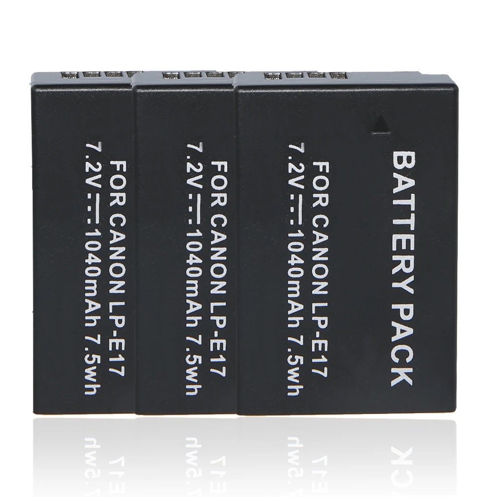 3PCS LP E17 LP E17 LPE17 1040mAh Camera Battery Pack LP E17