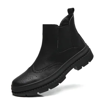 

Fashion Simple classic 2019 new Korean students trend low to help men's leather shoes increased leather wild tooling boots men