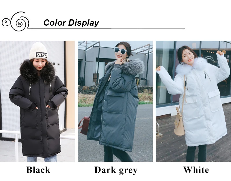 Новое поступление, женская зимняя куртка, корейский стиль, с капюшоном, с меховым воротником, теплая, утолщенная, для девушек, пальто, длинный пуховик, парка