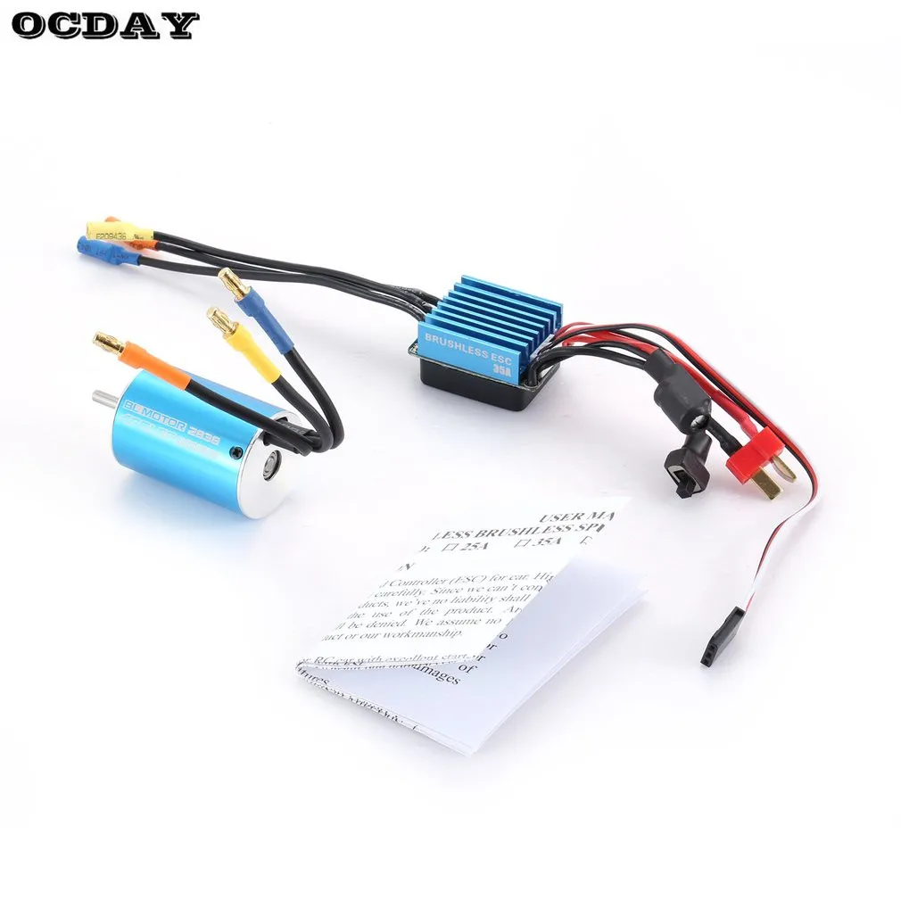 

Hot 2838 3600KV Sensorless Brushless Motor with 35A Brushless ESC Electric Speed Controller for 1/14 1/16 1/18 RC Car Truck Acce
