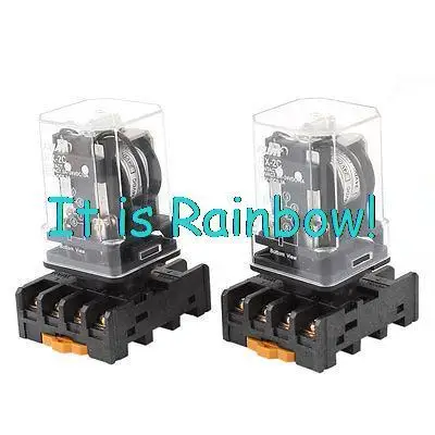 

Free Shipping DC 24V Coil Voltage 8 Terminals DPDT Electromagnetic Power Relay 2 Pcs with Base