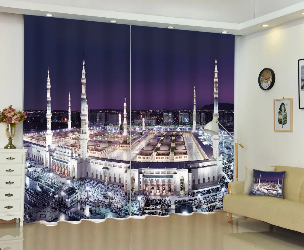 

Islamic mosque pattern creative design 3D personality printing blackout curtains, screens