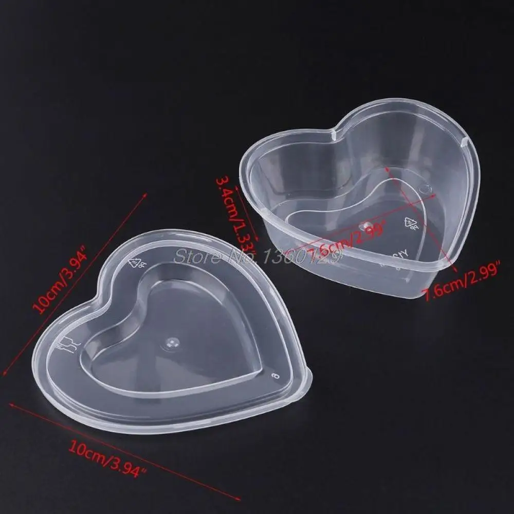 Heart Shape Clear Plastic Sauce Chutney Cups Food Container Slime Storage Box Case With Lid 120ml | Дом и сад