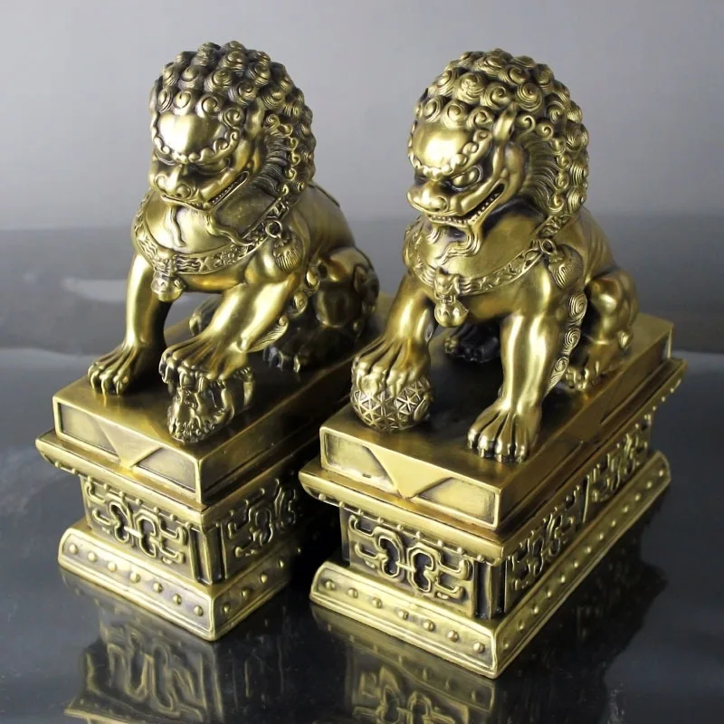 

wholesale bronze factory Copper crafts home decoration copper lion opening gifts decoration bronze factory Pure Brass statue