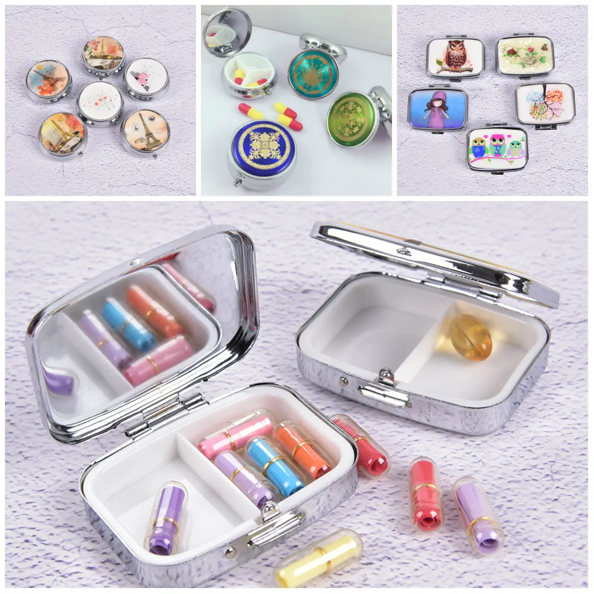 1Pc Advantageous Container Medicine Case Small Cases Metal Round Silver Tablet Pill Boxes Holder Effective Use of Space Hot Sell