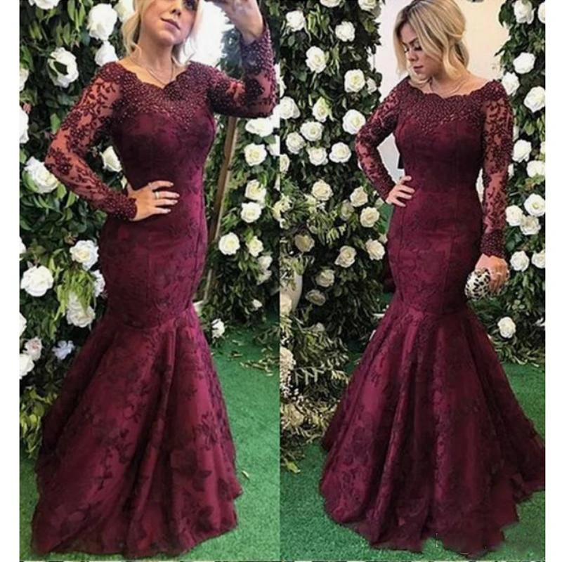 2019-elegant-wine-red-lace-mermaid-prom-dresses-long-sleeves-floor-length-formal-dresses-evening-gowns