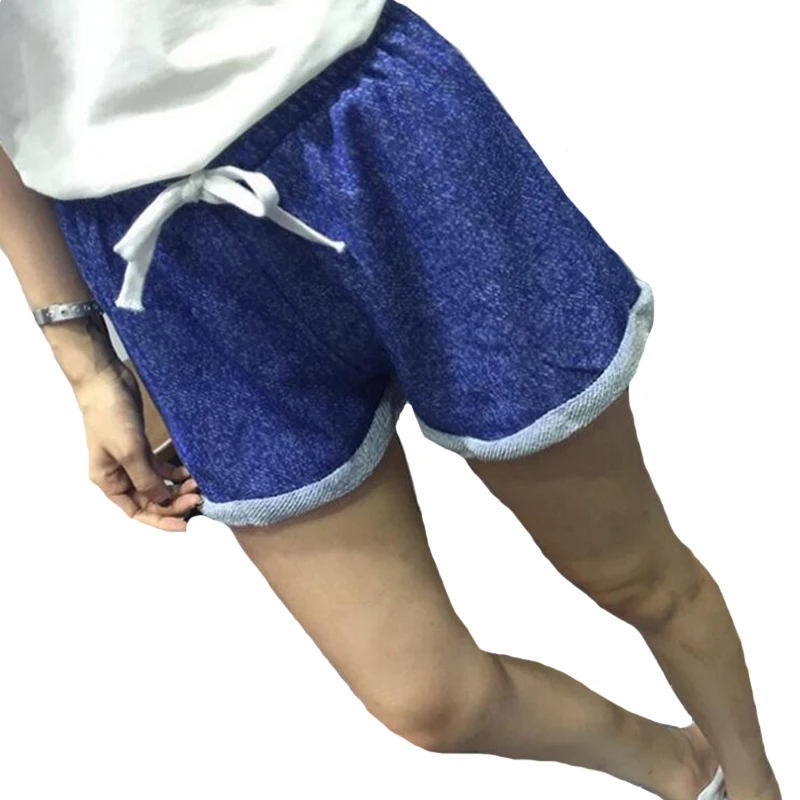 

CUHAKCI Cotton Shorts Summer Women Casual Shorts Fitness Exercise Loose Type Solid Color Curl Side New Ladies Plus Size Shorts