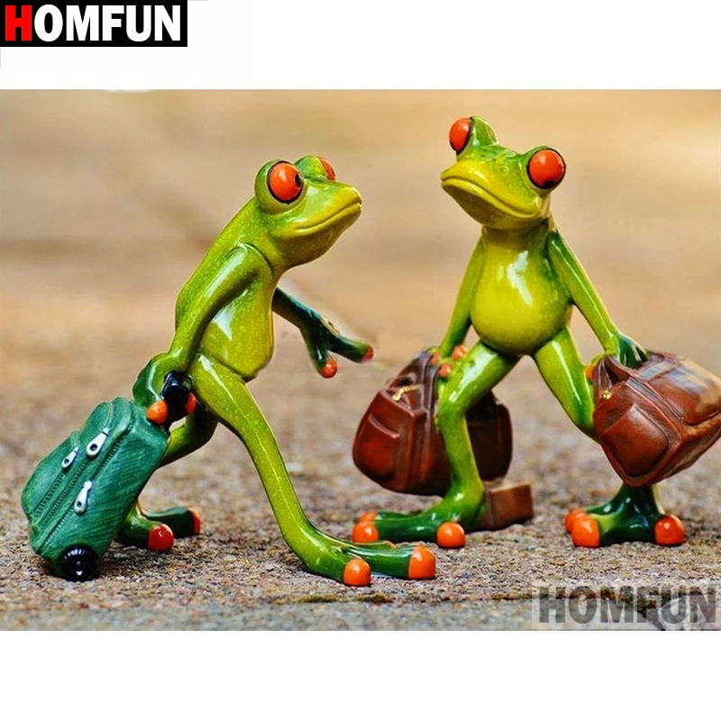 Алмазная живопись HOMFUN фарфоровая лягушка Набор для вышивки крестиком 5D
