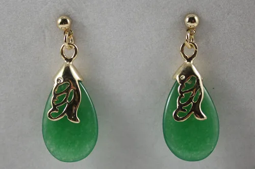 

Free Shipping ER00097 Elegant Natural jade Drop Earring