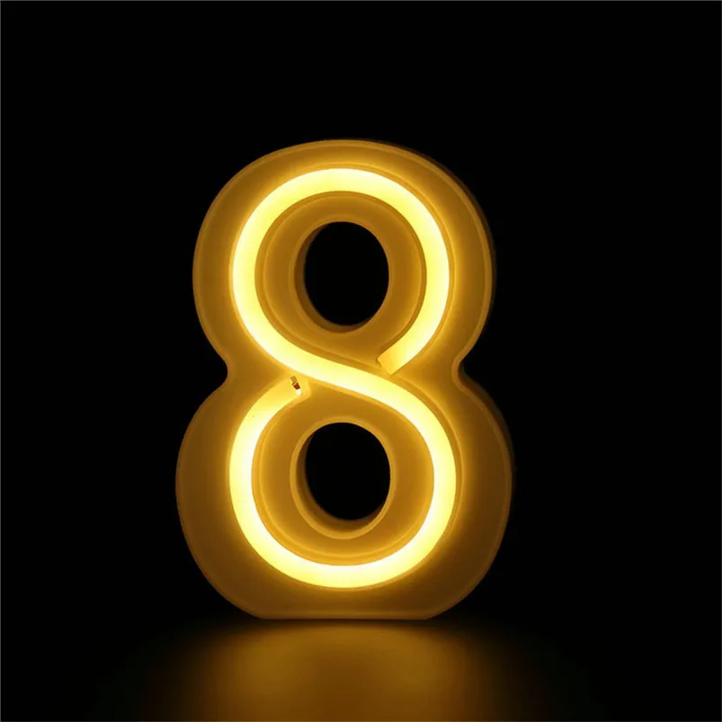Number 0-9 Lamp LED Letter Light USB Letter Night Light Up White Plastic Letters Standing Hanging Home Decor Lamparas 40JUN1217