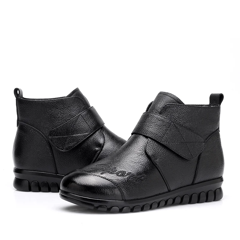 Neige Laine Bottes Antidérapant En Chaude D'hiver De Flats Femme Mode Décontracté Gktinoo La Mère Véritable Noir Chaussures Femmes Bottines Cuir CBdxrotshQ