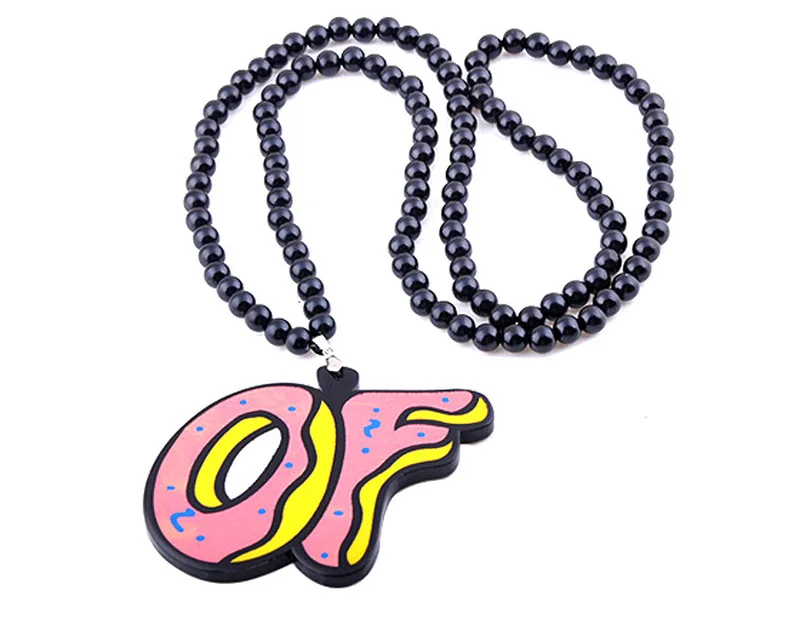 

Hip Hop Big Charm Pendants in Letters Necklaces Man Women Sport Choker Necklaces Black Beads Long Chain Statement Necklace