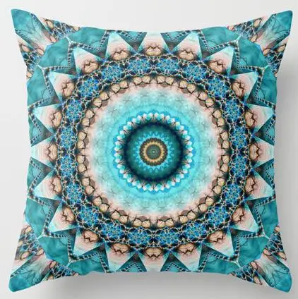 

Mandala Precious Stone Turquoise Kaleidoscope Luxury 33cmx33cm inch Soft Glossy Throw Pillow Case Pillowcase Cover (twin sides)