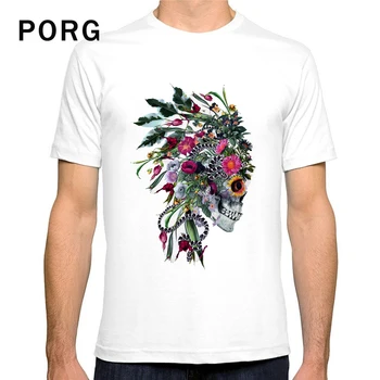 

Punk Indian Chief Skull T Shirt Casual Fashion O-neck Print tshirt White Tee Streetwear Gothic Harajuku Funny men t shirt Summer