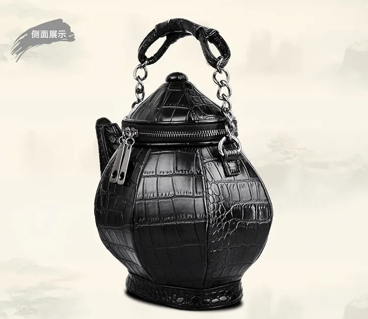 Trong модная забавная сумочка в форме чайника, женская кожаная сумка на одно плечо, готический кошелек, вечерние сумки