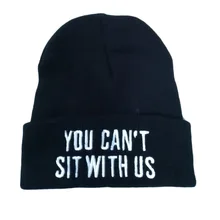 Для женщин шерсть Skullies шапочки Шапки Gorro Touca "Вы не можете сидеть с нами" Beanie Вязание Для мужчин тюрбан шапки