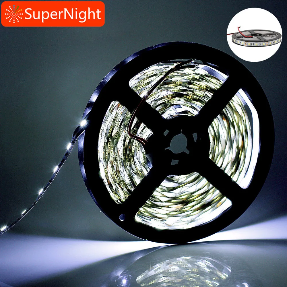

SMD 5050 White LED Strip Lights DC 12V 5M 60LEDs/m High Brightness Home Decoration Lighting Flexible Tap Light Strip Lamp Band