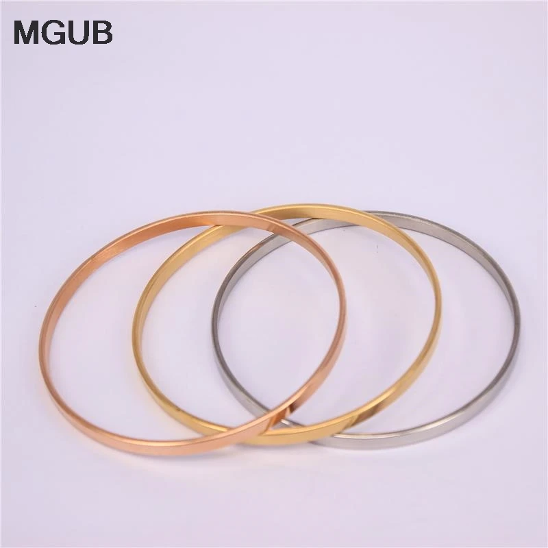 

MGUB Round Polished 3PCS Bangle Bracelet For Women 316L Stainless Steel simple Classic Jewelry Bangle LHSZ016