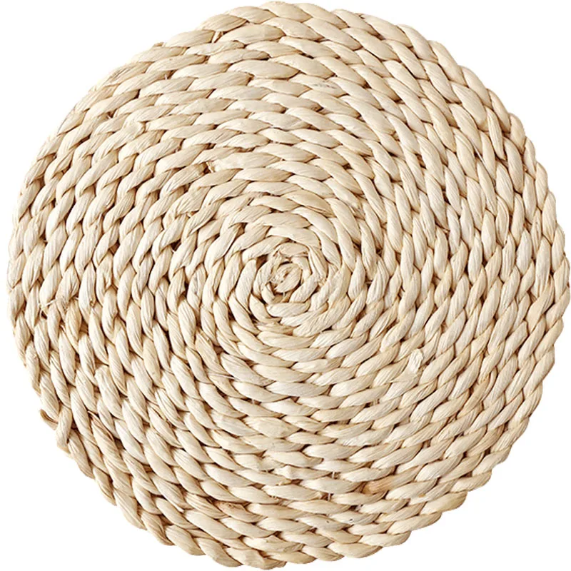 Home Mat Natural Straw Design Table Insulation Pad Round Placemats Dining Table Mats Kitchen Accessories Decoration Pad Coaster