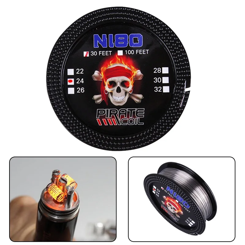 

PIRATE COIL New 10m/roll Cigarette Nichrome Heating Wires for Ni80 Heating Wires for Rebuildable Atomizers