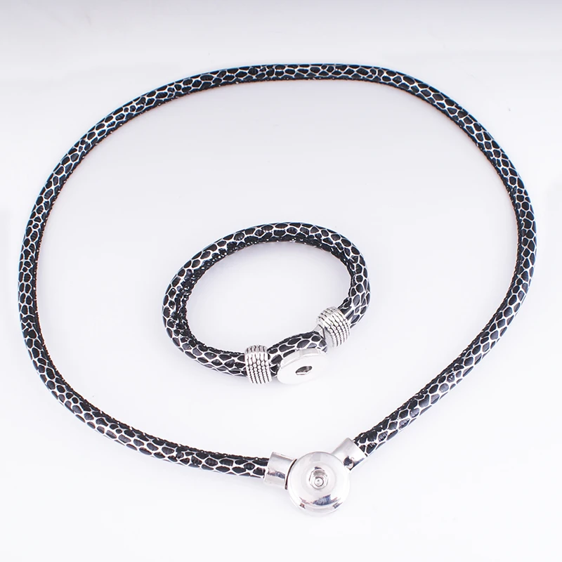 

2019 New PU leather 18mm Snap button jewelry bracelet Necklace NE956