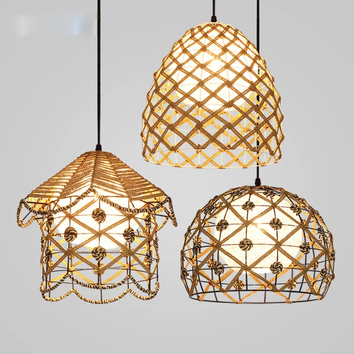 Rattan lamp Pendant Lights American country clothing store hemp ball