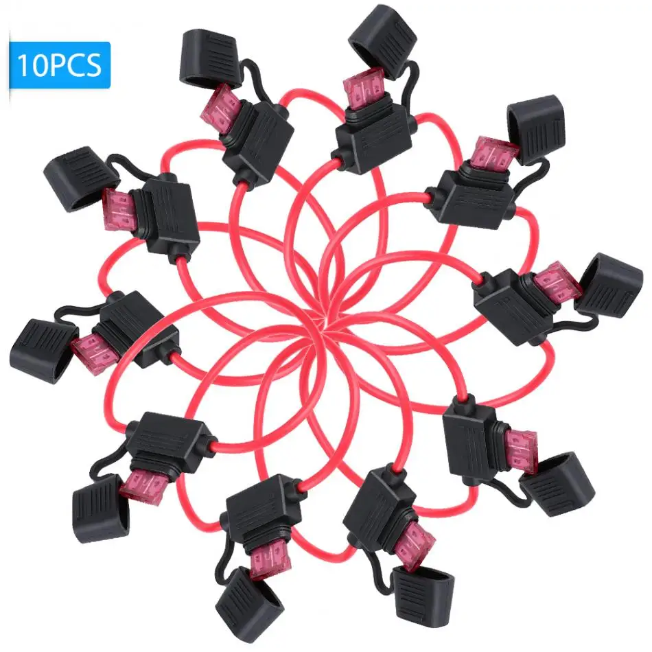 

10pcs DC 12V 40A Standard Blade In-Line Holder for Car Auto Bike Portafusibles