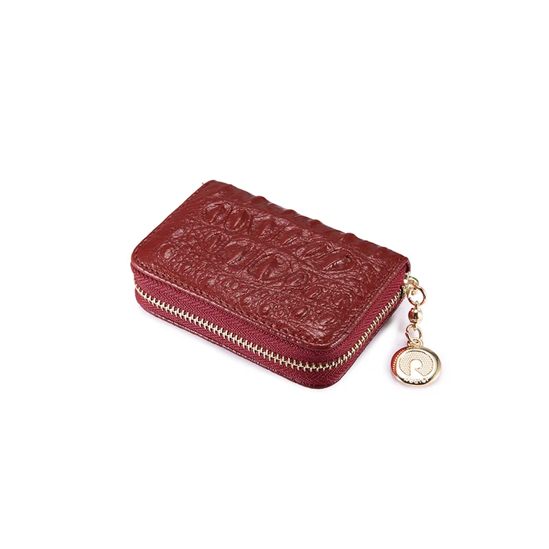 Realer держателей кредитных карт натуральная кожа портмоне женский визитная карточка ID держатель маленькие женщины кошелек дамы монета денежные мешки - Цвет: Red