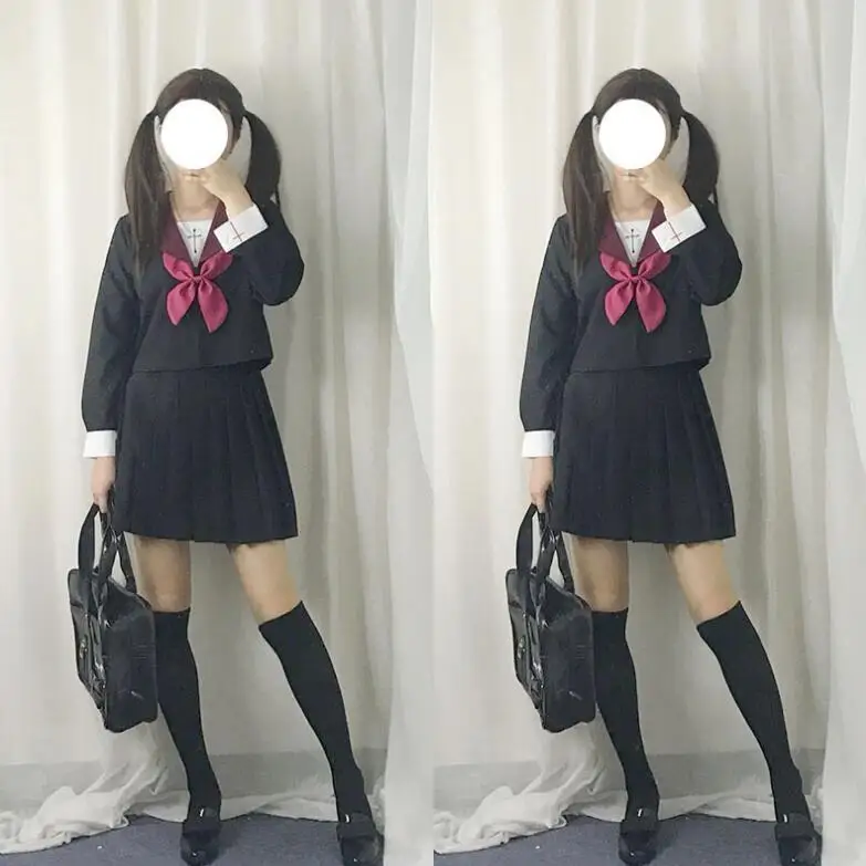 

DARK BLACK CROSS JK Uniform Cosplay Japanese School girl Navy Sailor School Uniform Yankee Girl cosplay Uniform JKL