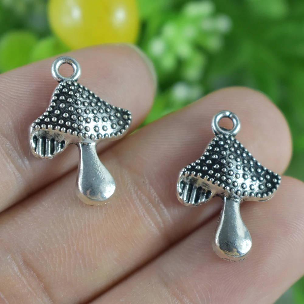 

18pieces 20x14mm Antique Sliver Charm Pendant Mushroom Jewelry Making DIY Handmade Craft