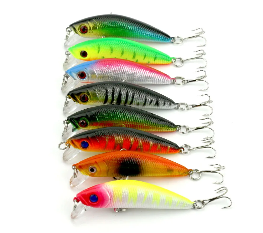 8 pcs Colorful Fishing Lures Artificial hard baits Minnow fishing lure