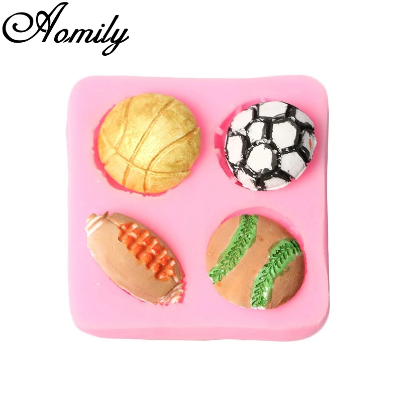 Aomily Football Basketball Rugby Baseball Shape Cookies Chocolate Mould