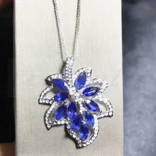 Сапфировое Ожерелье Подвеска 0.35ct* 10 шт драгоценный камень натуральный голубой сапфир 925 лист стерлингового серебра Стиль# XY18071201