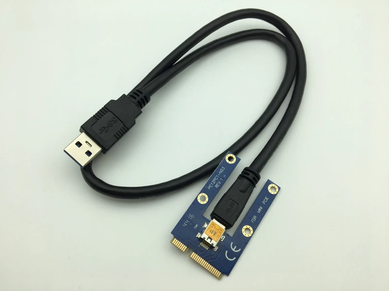 Мини PCIe Riser PCI Express 1x to 16x для ноутбука внешняя видеокарта GDC Miner Mini PCIe to PCI-e удлинитель Riser Card - Цвет: Синий