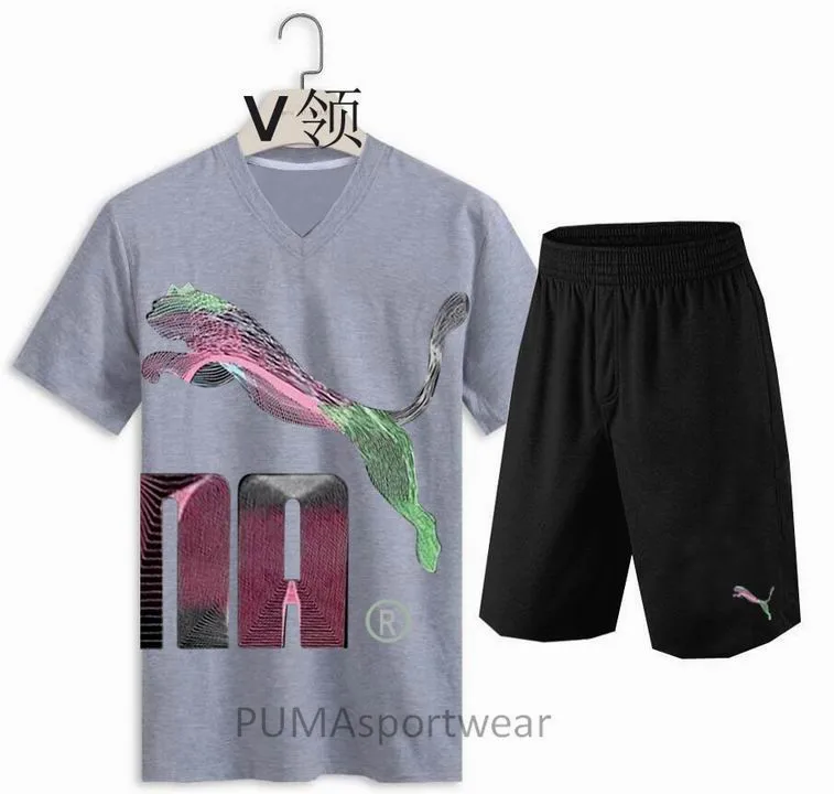 

New Arrival Original PUMA Classic Big Logo ESS Sweat V Neck Short Suit Men's Sportswear S-3XL