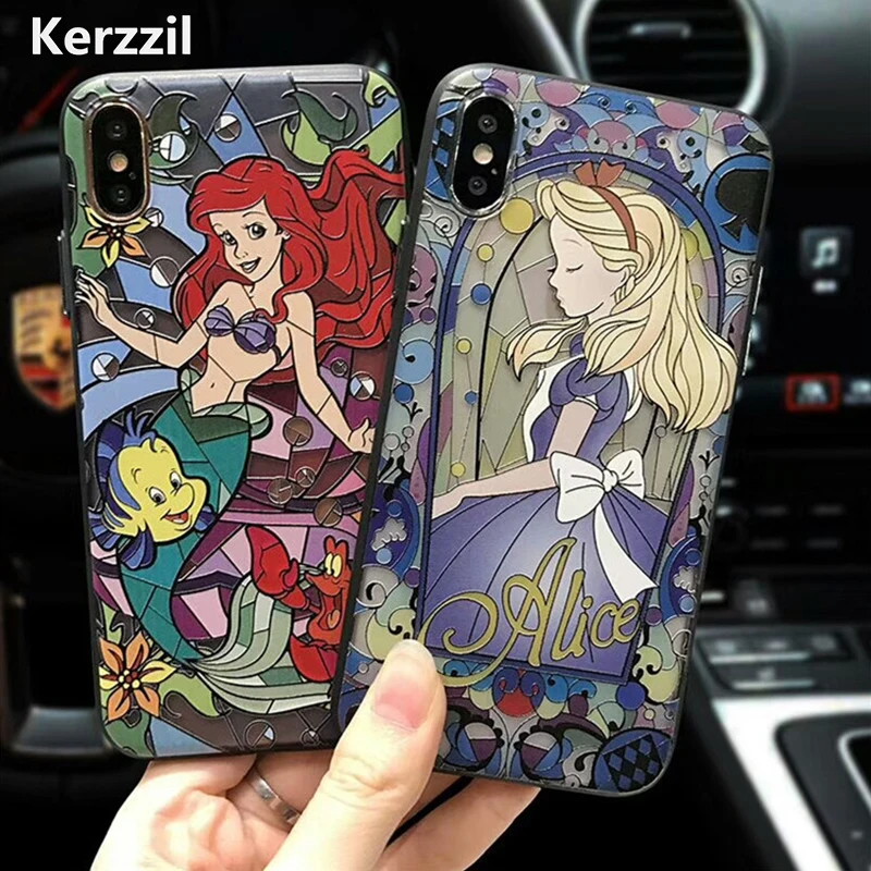 

Kerzzil 3D Relief Cute Cartoon Mermaid Phone Case For iPhoneX Matte Hard PC Cover Back Cases For iPhone X Capa