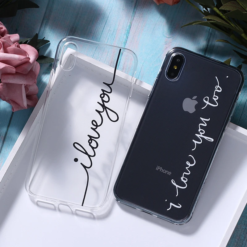 Мягкий прозрачный чехол для телефона с надписью Love Smile Heart 11 12Pro Max iPhone 7 7Plus 6 6S 8 8Plus X