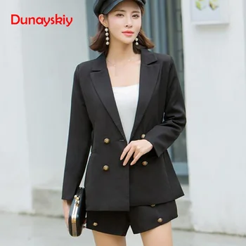 

ELegant Office Lady Short Suit Set Women 2 Piece Set white Color Jacket Blazer + High Waist Mini Pant Suits Female Tracksuit