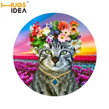 HUGSIDEA 3D мультфильм прекрасный кот круглый Ковры для Гостиная Спальня Красочный цветочный пастырской Ковры S ковров дома alfombra Tapete