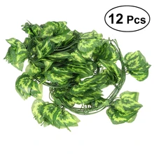 12 шт. 2,5 м искусственный сциндапсус Aureus лист лоза моделирование листва лозы Зеленые листья из ротанга поддельный венок садовый декор