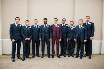 

Burgundy Navy Men's Wedding Prom Suits 2016 Slim Fit Groomsman Best Man Tuxedos Bridegroom Blazer 3 Pieces Custom Made Newest