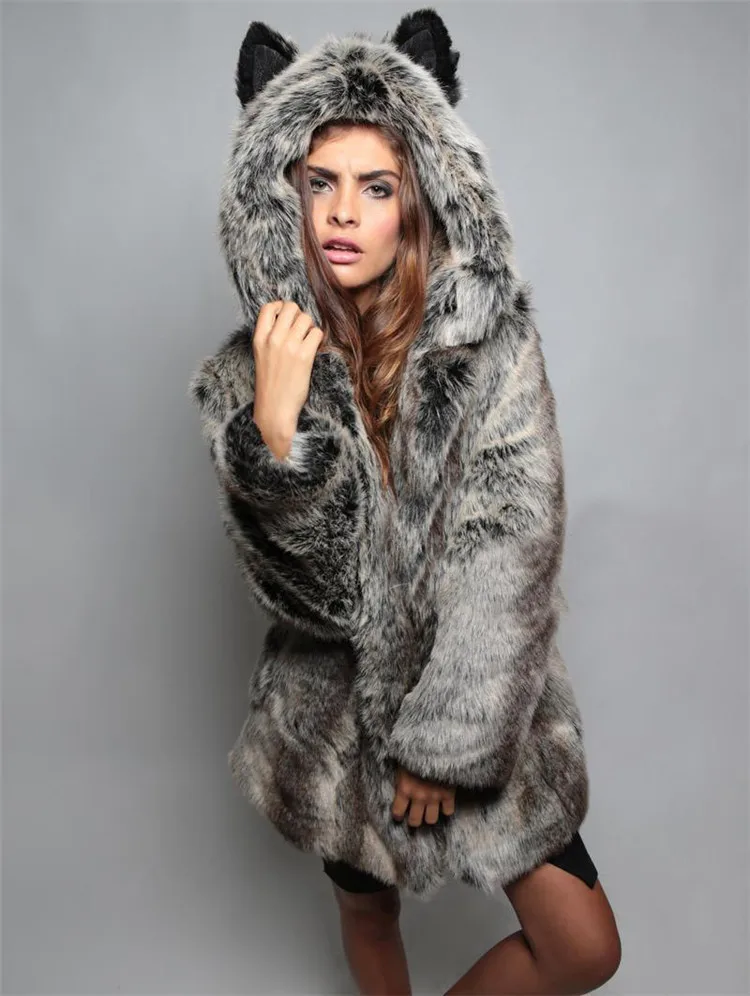 

Women Cartoon Styling Faux Fur Coat