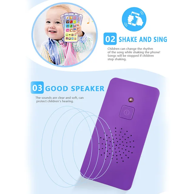 Kids Fake Smart Phone Toys WIth LED Educational English Music Simulation Learning USB Port Touching Screen for Child Baby Chrism 6