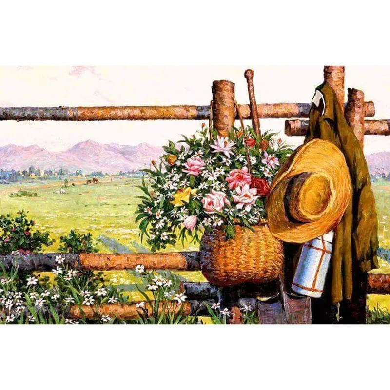 

Diy Diamond Painting Cross Stitch Full round Flower baskets straw hats Rhinestone Diamond Embroidery Patchwork Mosaic Needlework